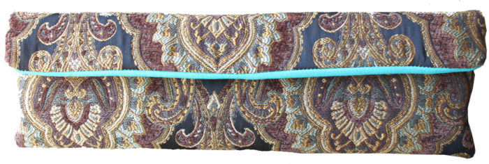 LUELLA EXTRA WIDE CLUTCH IN BLACK BROCADE