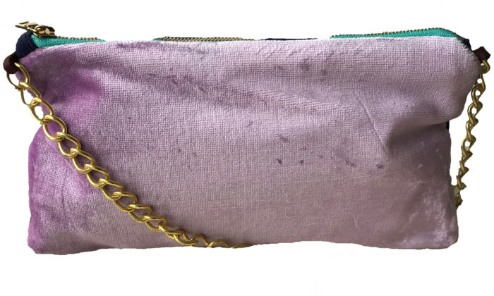 MINI DARCY DISCO POUCH IN LAVENDER & INDIGO COLOR-BLOCKED VELVET